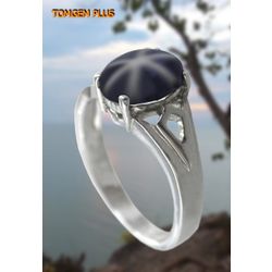 Silver ring 925 with star sapphire 6x8 mm