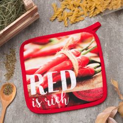 Этель / Ethel / Potholder RED 19x19cm, 100% x / l, wadding 250g / m2