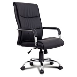 Silla de oficina BRABIX "Space EX-508", cuero ecológico, cromo, negro