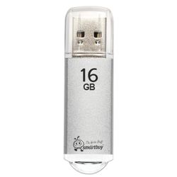 SMARTBUY / Flash Drive 16 GB, V-Cut, USB 2.0, Metal Case, Silver