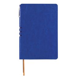 BRAUBERG / Defter "NEBRASKA", 112 sayfa A5 (140x200 mm), esnek suni deri, kalem, çizgi, mavi