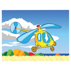 Coloring by numbers A4, ONLANDIA "HELICOPTER", WITH ACRYLIC PAINTS on cardboard, brush