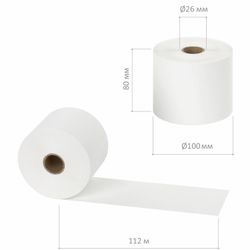 Bonband TERMOBUMAGA, 80 mm (Durchmesser 100 mm, Länge 112 m, Hülse 26 mm), Lage außen, SET 2 Stk., BRAUBERG
