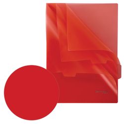 Папка-уголок с 3 отделениями, жесткая, BRAUBERG, красная, 0,15 мм