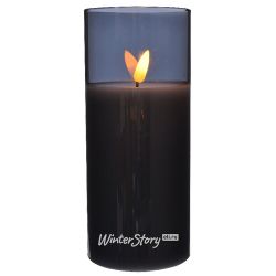 Kaemingk / LED candle in a bulb with a live flame Audrey 18 cm in a graphite glass, battery operated