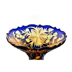 Гусевской Хрустальный завод / Crystal vase "Falling petals" amber-blue