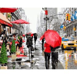 Опт-картина / Malen nach Zahlen 40x50 Regen in New York