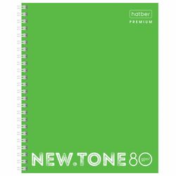 HATBER / Notebook А5 80 l. Premium comb, cage, lamination, paper 80 g / m2, "NEON LIME" / 48 pcs.