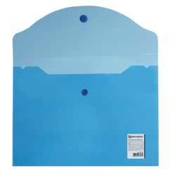 Folder-envelope with button SMALL FORMAT (240х190 mm), A5, transparent, blue, 0.18 mm, BRAUBERG