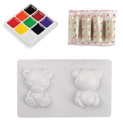 Set pour faire des jouets en argile "Ours en peluche", argile, moules, peintures, LORI