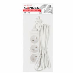 SONNEN / Mains extension cord U-135, 3 sockets, without grounding, 6 A, 5 m