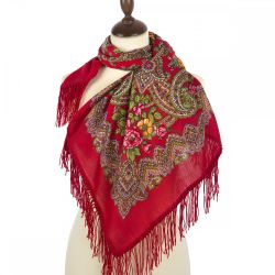 Павловопосадский платок / Shawl "Lake District", with woolen fringe