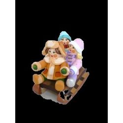 Ковровская глиняная игрушка / Figurine "Russian sleigh. Children on sleigh", medium