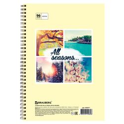 BRAUBERG / Notebook A4, 96 sh., Comb, cage, cardboard cover, 4 SEASONS / 8 pcs.