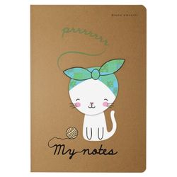 BRUNO VISCONTI / Notebook B5 (179x250 mm) 60 p. stitching, cage, craft cardboard, beige paper 70 g / m2, "CAT AND BALL" / 20 pcs.