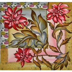 Handmade "Chrysanthemum" silk handkerchief
