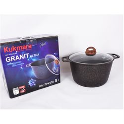 Casserole 8L with glass lid "Granit ultra" (Blue) Kukmara