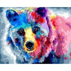 Опт-картина / Pintura em números 40x50 Urso colorido