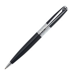 Gift ball pen Pierre Cardin "Baron" case, black, brass, lacquer, chrome, blue