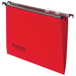 Hanging folder A4 (350х245 mm), up to 80 sheets, SET of 5 PCs, plastic, red, BRAUBERG (Italy)