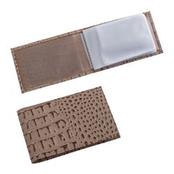 BEFLER / Cayman pocket business card holder, 40 business cards, genuine leather, crocodile embossing, beige