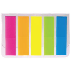 Bookmark adhesive STAFF, NEON, 45х12 mm, 5 colors x 20 sheets, plastic base