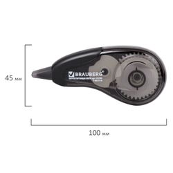 Correction tape BRAUBERG "One Design" 5 mm x 6 m, black case in blister
