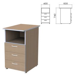 Side cabinet "Budget", 400x600x740 mm, 3 drawers, shelf, ontario walnut