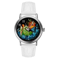 Palekh Watch / Watch "Tsarevna Swan No. 9" quartz, author's hand painting, Mamina's artist, white strap