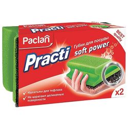 PACLAN / Spugne profilate per il lavaggio delle stoviglie "Practi Soft Power", SET 2 pz.