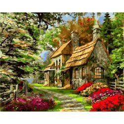 Опт-картина / Painting by numbers 40x50 Manor in the forest
