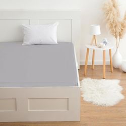 Этель / Fitted sheet 160 * 200 * 25 cm, col. gray, 100% cotton, mako-satin, 128 g / m²