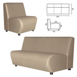 GARTLEX / Sofa soft three-seater "Cloud", "V-600", 1540x750x780 mm, without armrests, eco-leather, beige
