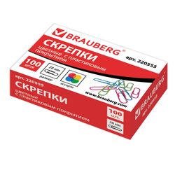 BRAUBERG paperclip, 28 mm, color, 100 PCs in a carton, Russia