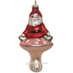 Kaemingk / Glass Christmas tree toy Santa on a mushroom 16 cm, pendant