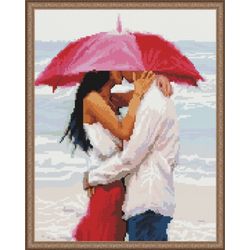 ВанГогВоМне / VanGogVoMne / Diamond mosaic "Kiss under an umbrella" 40x50 cm
