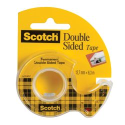 Adhesive double sided tape 12 mm x 6.3 m, THIN BASE, 89 microns, SCOTCH dispenser