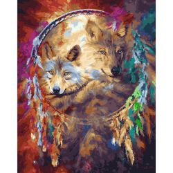 Опт-картина / Painting by numbers 40x50 Wolf amulet
