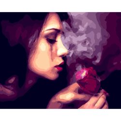 Опт-картина / Tranh theo số 40x50 Cô gái với bông hồng