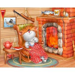Опт-картина / Peinture par numéros 40x50 Repos au coin du feu