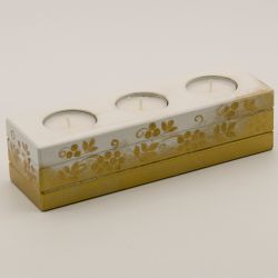Промысел / Craft / Candlestick for 3 candles, white, gold patina