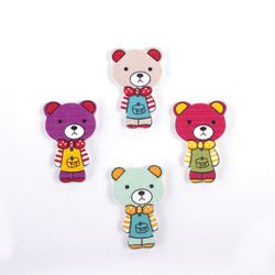 Buttons decorative "Bears", wood, 30x20 mm, 16 PCs., assorted, TREASURE ISLAND