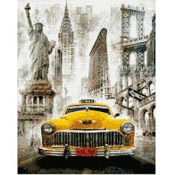 Опт-картина / mosaico de diamantes, 40x50, diamantes de imitación cuadrados Taxi amarillo