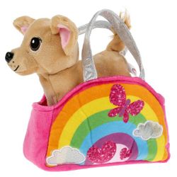 Мой питомец / Kuscheltier "Hund in Regenbogentasche mit Applikation"