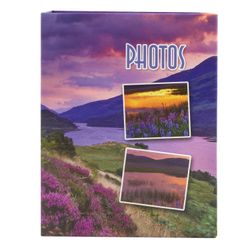 BRAUBERG photo album for 100 photos 10x15 cm, hard cover, "Mountain view", lilac