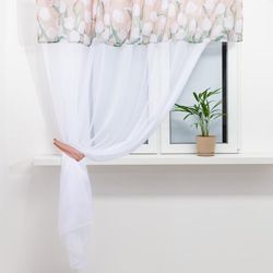 Этель / Tulle with a pick-up and a lambrequin "White tulips" 250x200cm, polyester 100%