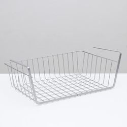 Доляна / Doyana / Hinged mesh basket on the shelf, 41 × 24 × 14 cm, chrome color