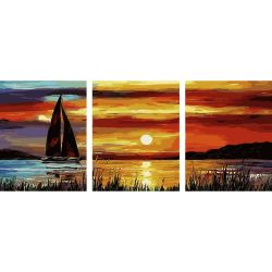 Опт-картина / Triptych by numbers Sailboat