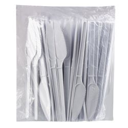 Disposable knives 165 mm, SET 4000 pcs. (20 packs of 200 pieces), "ECONOM", plastic, white