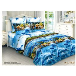 ВладЛен / VladLen / Bed linen from coarse calico "Dolphins"